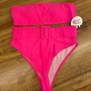 NTW pink high waist belt bikini